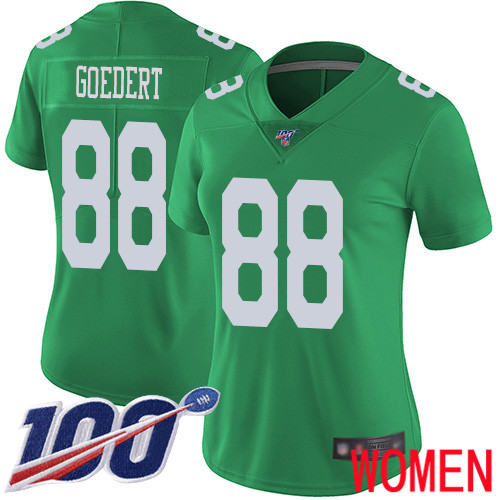 Women Philadelphia Eagles #88 Dallas Goedert Limited Green Rush Vapor Untouchable NFL Jersey 100th Season